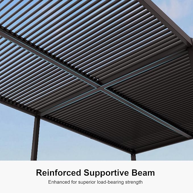 PURPLE LEAF 13' x 30' Louvered Pergola Outdoor Adjustable Louvre Shade Modern - Image 3
