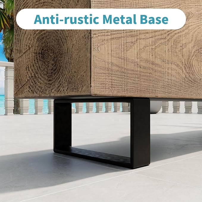 AQUILLA Modern Outdoor Bench, Faux Wooden Patio Bench, Concrete Backless Porch - Image 5