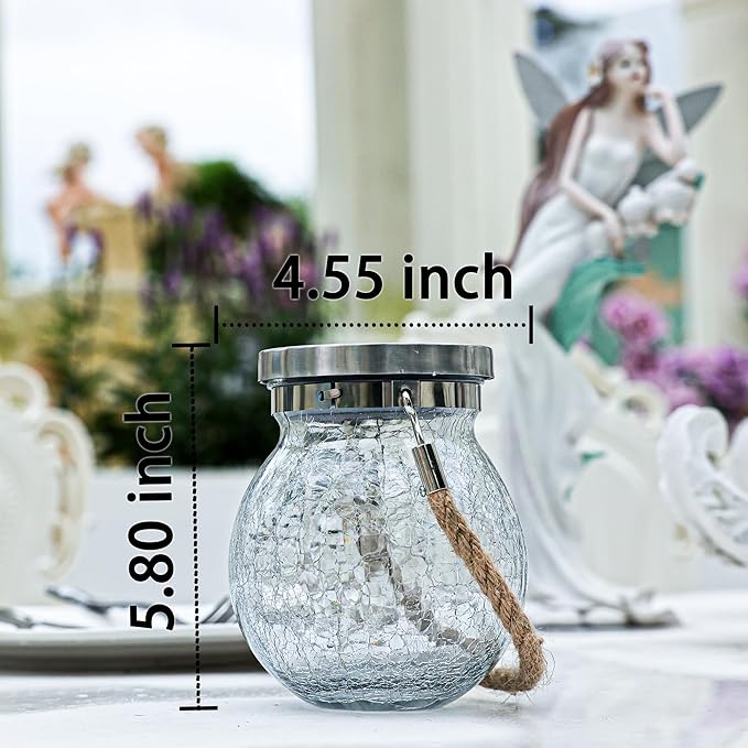 Cooo 6 Pack Gifts for Him Her Solar Lanterns Waterproof Outdoor Heavy Crackle - Image 3
