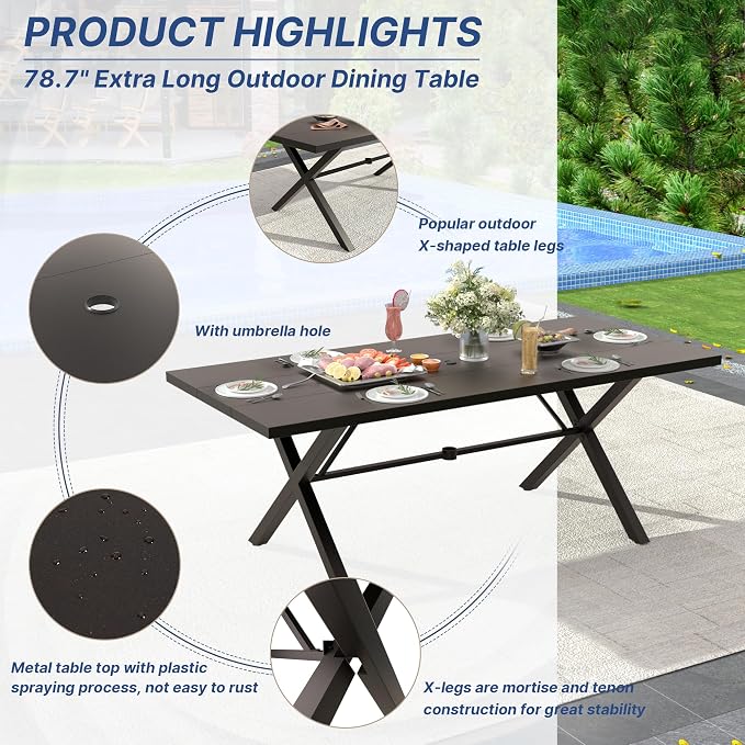 ALAULM 7-Piece Patio Dining Table and Chairs - Image 5