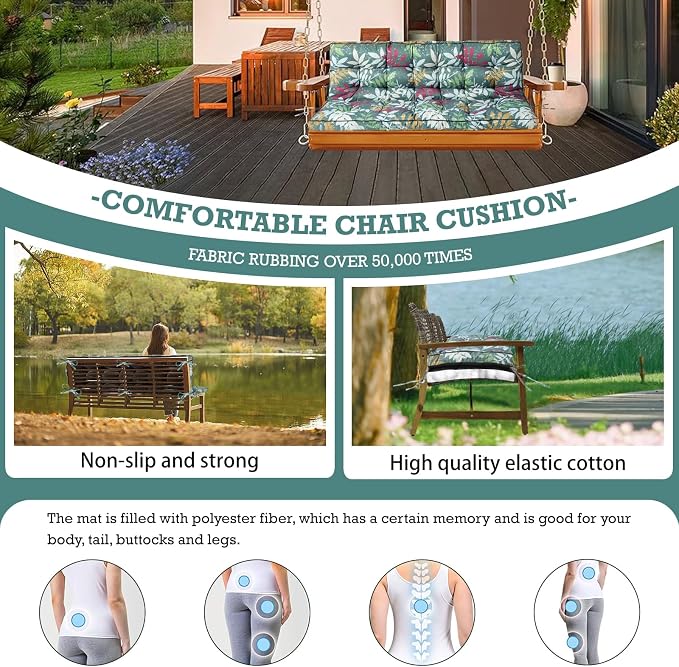 Outside Benches Cushion with Backrest, Thicken Waterproof Swing Cushions 2/3 - Image 2