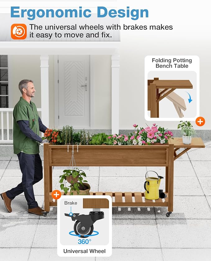 YEFU Raised Garden Bed with Legs: 57x18x30in Weight Capacity 400lb - Image 2