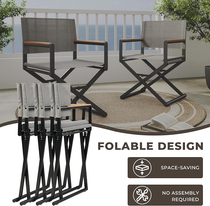 Grand patio 16-Piece Outdoor Dining Set, 14 Extra-Wide Folding Chairs & 2 - Image 6