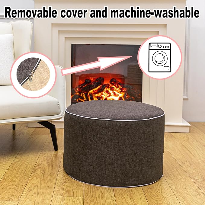 Asuprui Outdoor Indoor Foam Stuffed Ottoman Waterproof Round Ottoman Footrest - Image 7