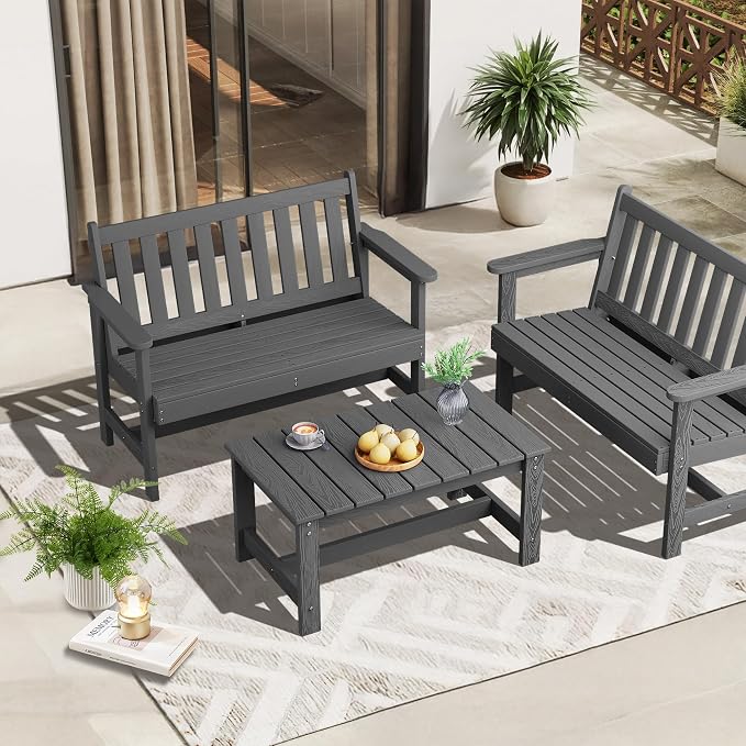 SERWALL Outdoor Coffee Table, HDPE Patio Coffee Table - Image 10