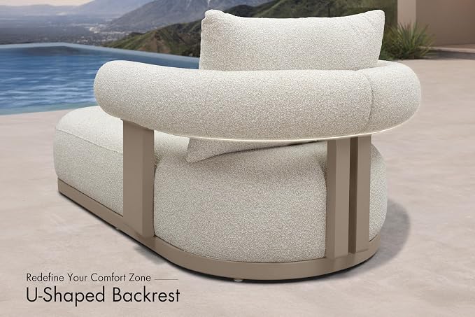 PURPLE LEAF Outdoor Chaise Lounge 1 Piece Chair Modern Aluminum Lounger Daybed - Image 5