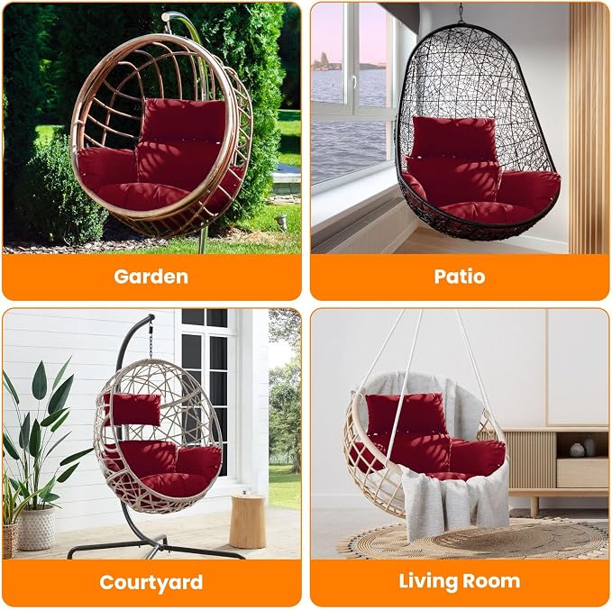 Egg Chair Cushion Replacement, Soft Thicken Egg Outdoor Hanging Chair Cushion - Image 7