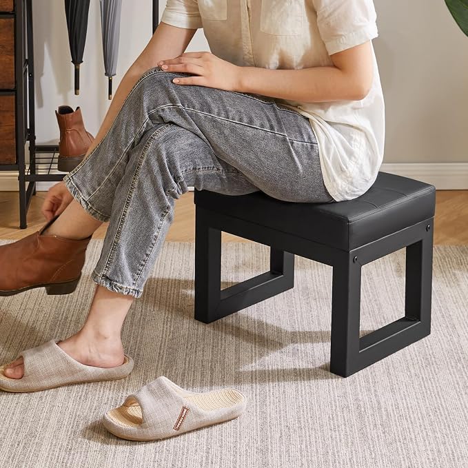 IBUYKE 16 Inch Small Foot Stool Ottoman, Rectangle PU Faux Leather Foot Rest - Image 2