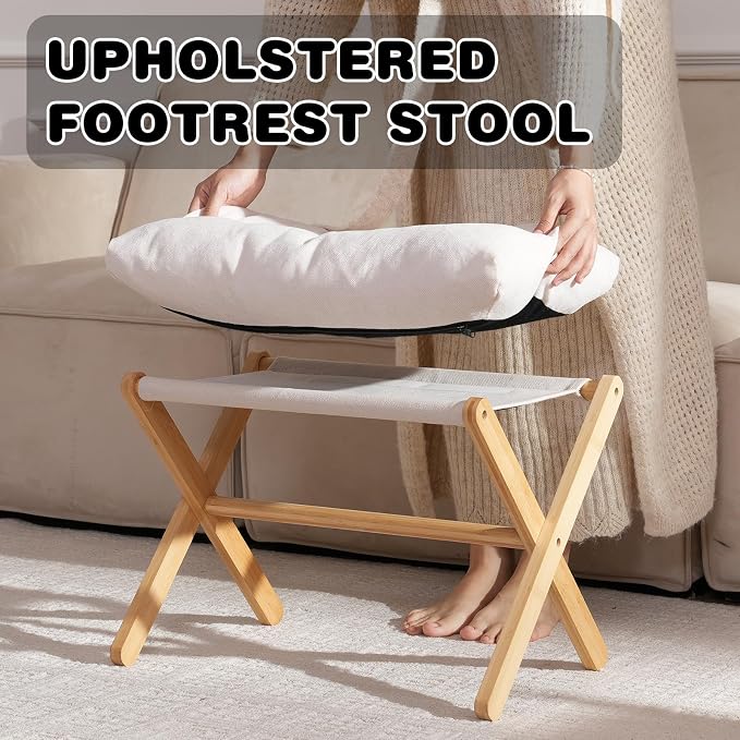 Ottoman Foot Rest- Bamboo Foldable Stool, Foot Stools Small Ottman - Image 7