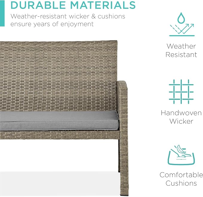 Best Choice Products 4-Piece Outdoor Wicker Patio Conversation Furniture Set - Image 3