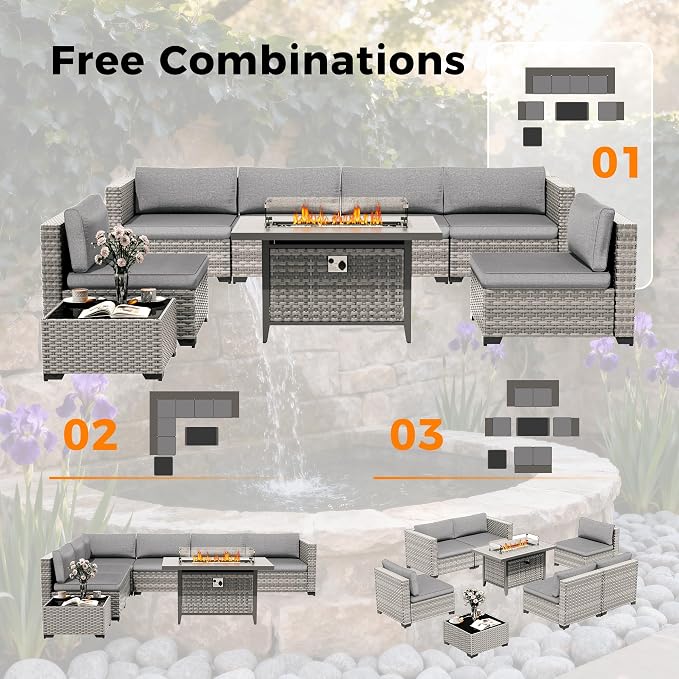 6-Seat Modern Outdoor Wicker Rattan Patio Furniture Set - Image 9