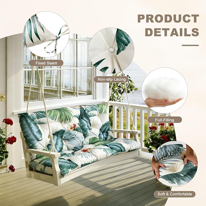 Porch Swing Cushion with Backrest, Waterproof Bench Cushion - Image 5