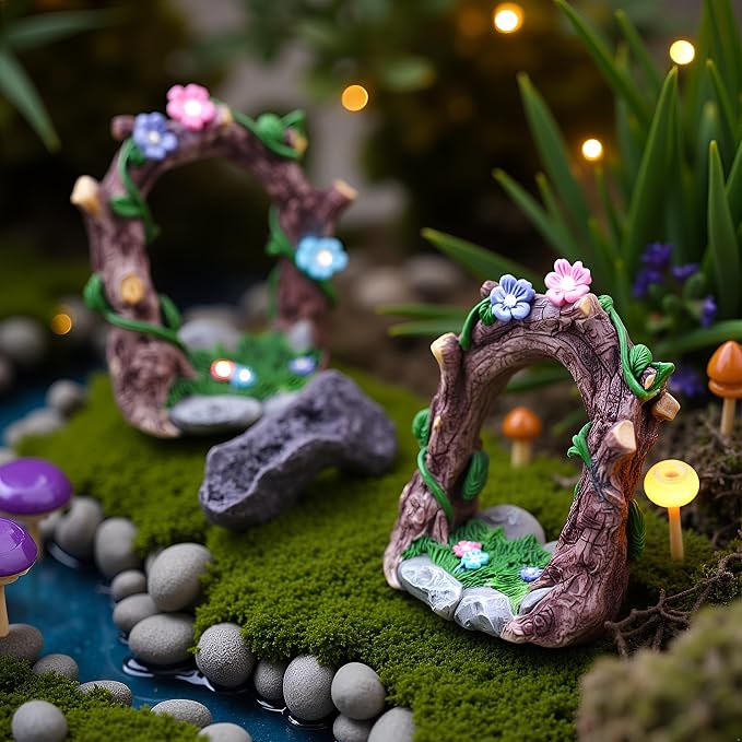 Kai Dream Miniature Fairy Garden Accessories, Resin Craft Flower Arch Figurine - Image 4
