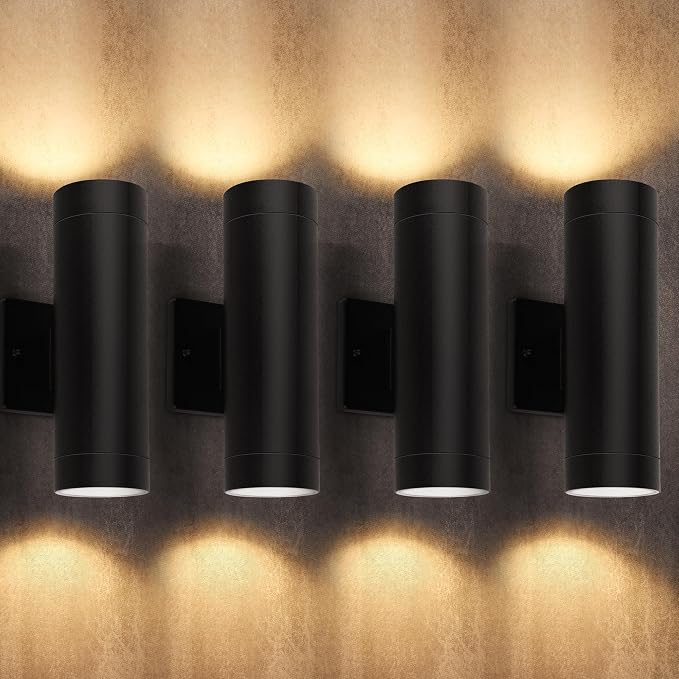 LUTEC Outdoor Wall Light Fixtures, Integrated LED Cylinder Up-Down Sconce by LUTEC