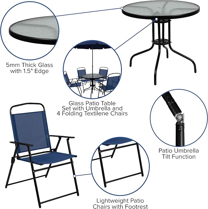 Flash Furniture Nantucket 6-Piece Patio Dining Set - Image 3