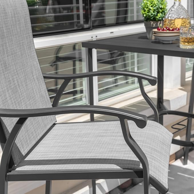 NUU GARDEN 5 Piece Outdoor Bar Set, Bar Height Patio Bistro Set, Textilene - Image 7