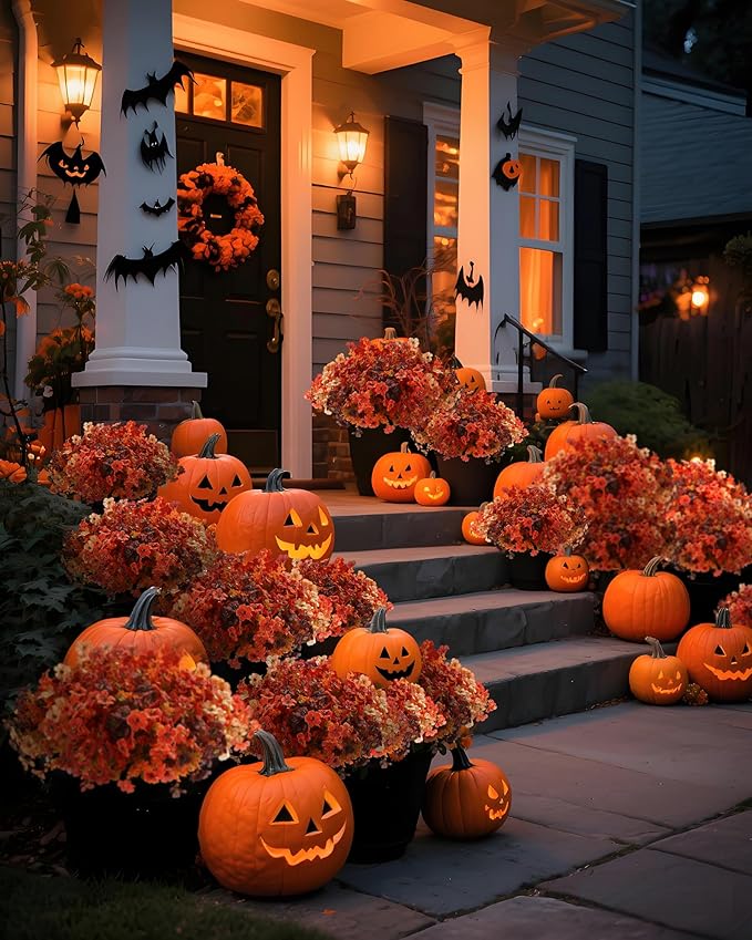 Artificial Mums Outdoor Fake Fall Flowers Decorations - Image 7
