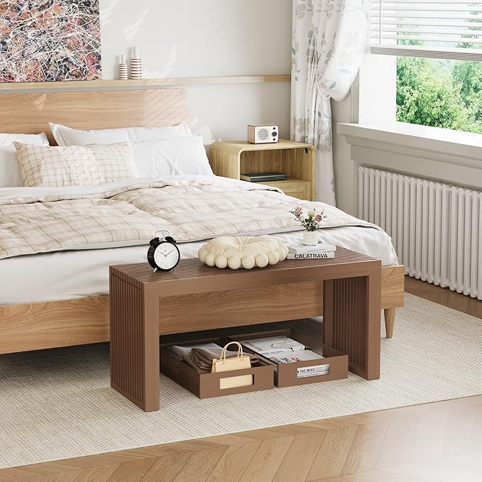 Bamboo Dining Bench, 35 inch Farmhouse Decor Indoor Kitchen Table Bench - Image 6