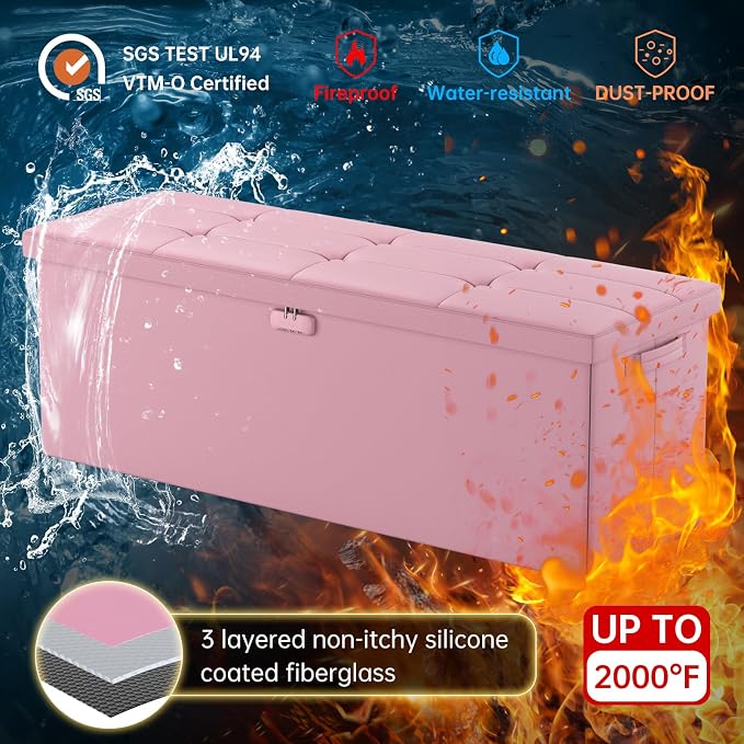 ENGPOW Storage Ottoman, Fireproof Folding Bench - Image 5
