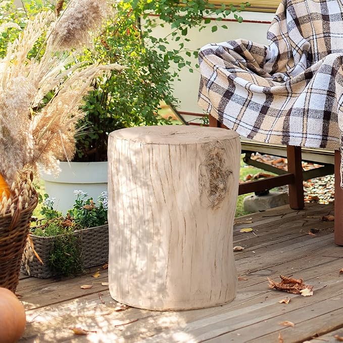 SUNBURY Stump Side Table, Concrete Side Table, Patio Faux Wooden End Table - Image 9