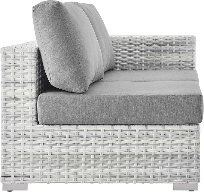 Modway Convene Wicker Rattan Outdoor Patio Right-Arm Loveseat in Light Gray Gray - Image 3