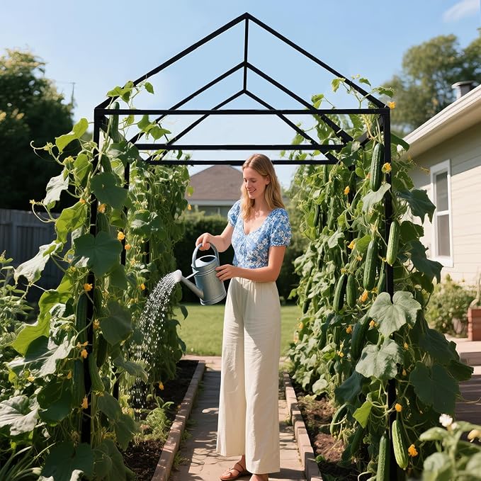 Metal Garden Arch Trellis for Climbing Plants Outdoor, 7.1FT Extra Tall - Image 7