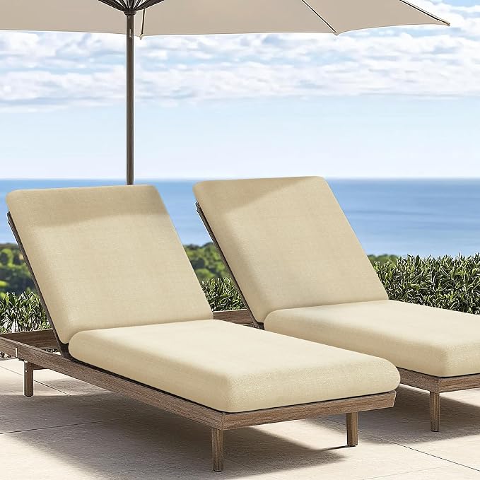 Codi Outdoor Chaise Lounge Chair Cushions 72"x22.5"x3.5" – Linen Texture - Image 3