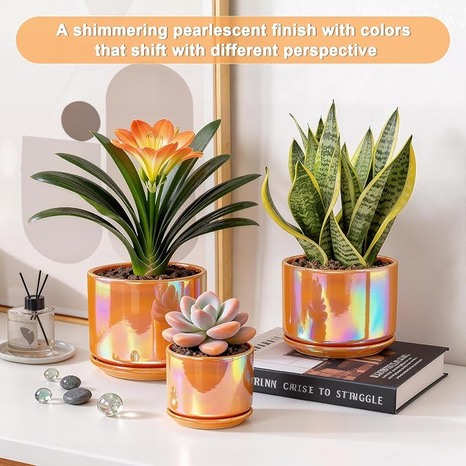 EFISPSS Ceramic Plant Pots, 4+5+6 Inch Ceramic Indoor Pots - Image 2