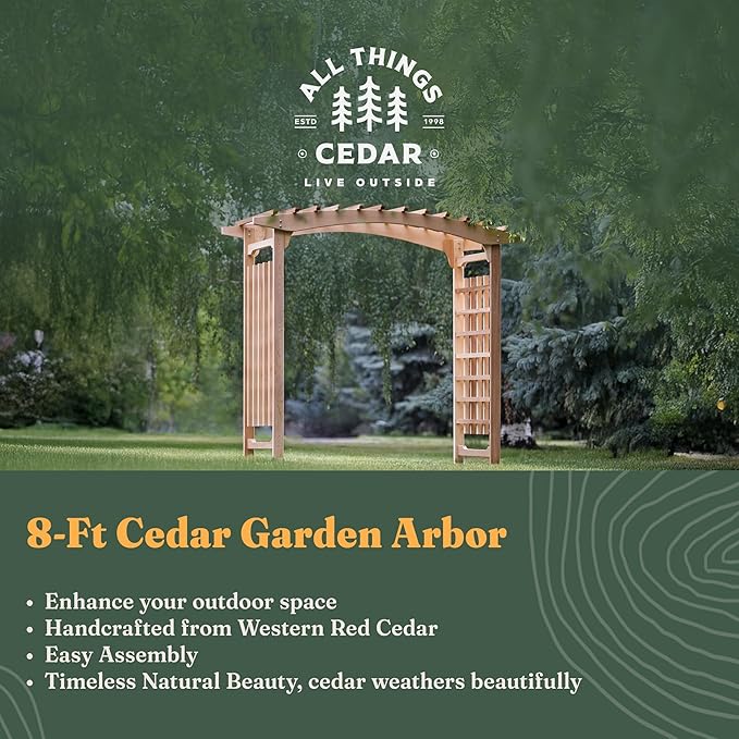 All Things Cedar 8-Foot Pagoda Arbor Garden Arch Trellis - Image 4