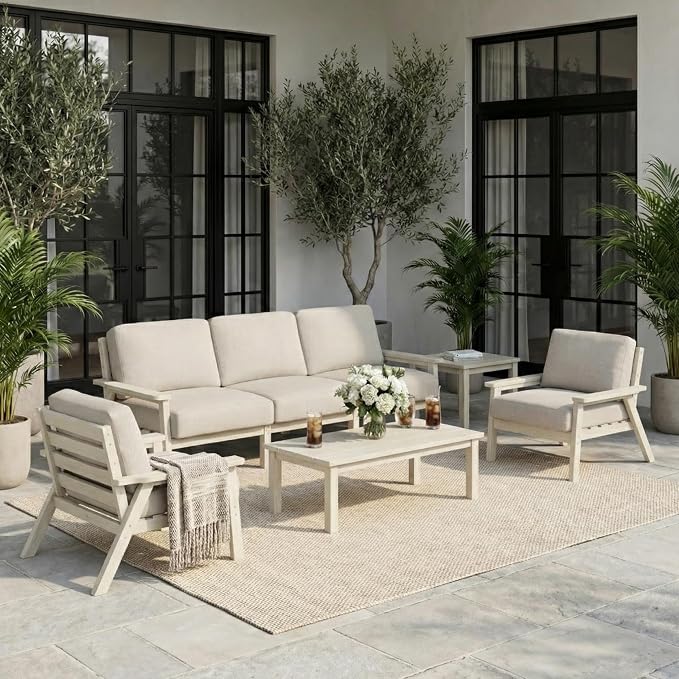 HDPE 5 Piece Patio Furniture Set, Outdoor Couch by YourPerfectOutdoorEscape