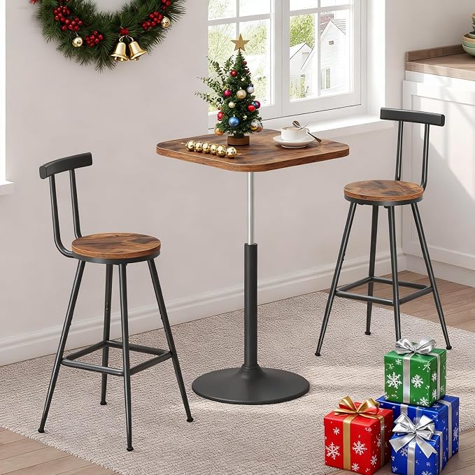 Bar Stools, Metal Frame, Adjustable Feet, Easy Assembly, - Image 2