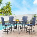 Shintenchi 5 Piece Patio Swivel Bar Set, Outdoor Patio Bar Table and Chairs Set by Shintenchi