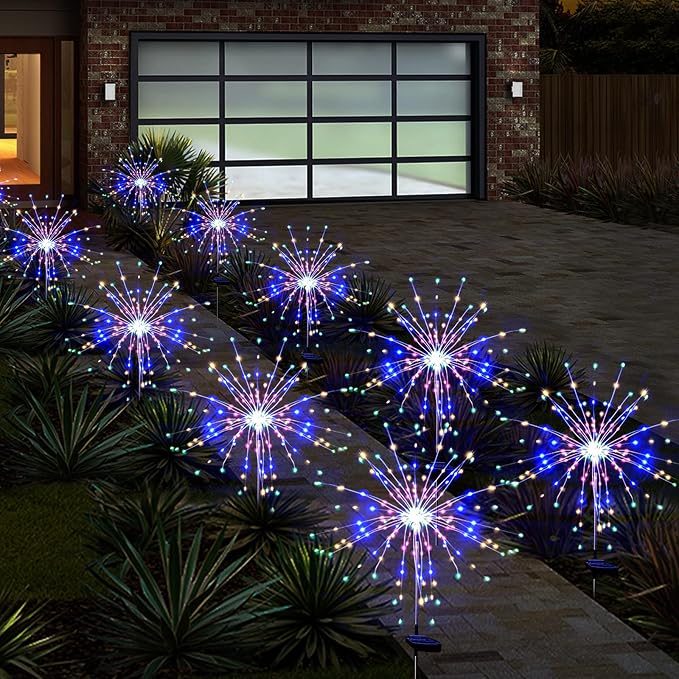 Solar Garden Firework Lights Outdoor Waterproof 6 Pack, 120 LED Sparklers - Image 4