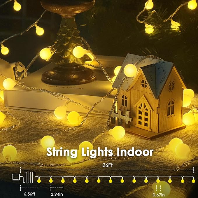 2 Pack Battery Operated String Lights - 52FT 120 LED Globe Fairy Lights - Image 3