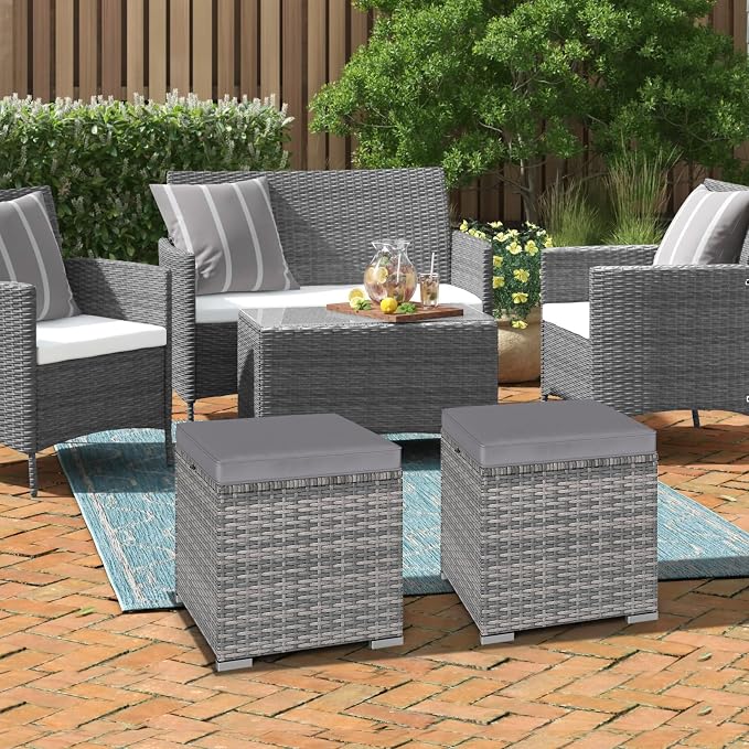 RELAX4LIFE Wicker Outdoor Storage Ottoman - Image 2