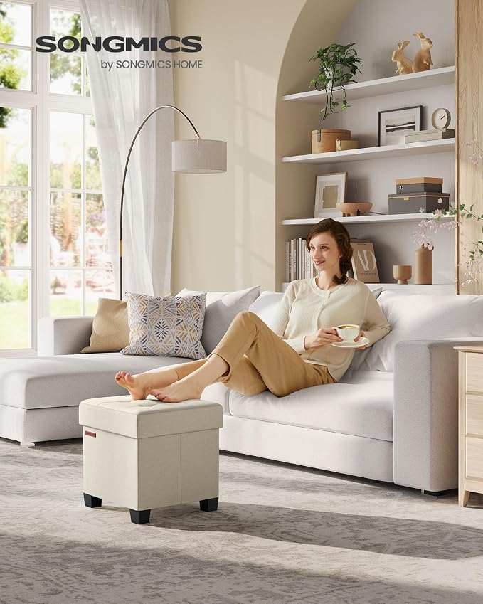 SONGMICS Storage Ottoman, Small Ottoman Foot Rest - Image 2