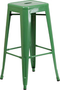 Flash Furniture Commercial Grade 30" High Backless Green Metal Indoor-Outdoor by FlashFurniture