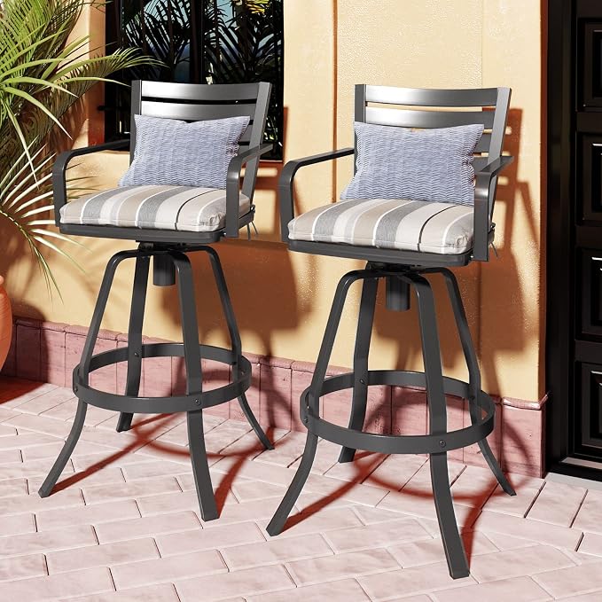 Pellebant 29.5" Outdoor Bar Stools Set of 8, Aluminum Swivel Patio Bar Height - Image 2