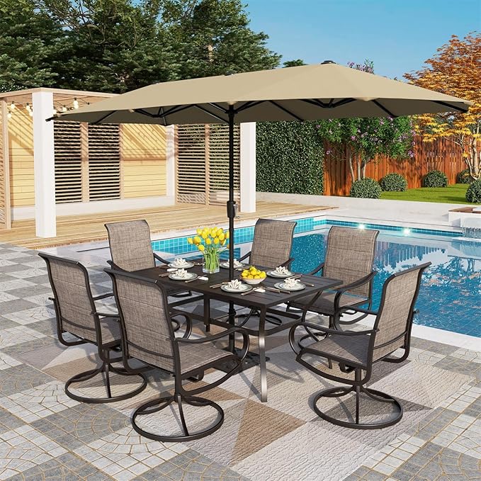 PHI VILLA Swivel Chair Patio Dining Set by PHIVILLAThepioneerofcomfortablehouseholdsupplies