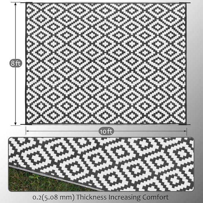 SAND MINE Waterproof Outdoor Rug 8x10 ft, Plastic Reversible Rug, Modern Area - Image 2
