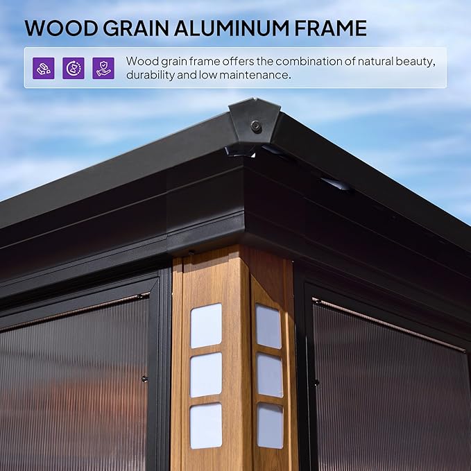 PURPLE LEAF 12' X 18' Patio Hardtop Gazebo Double Top Galvanized Steel Screen - Image 4
