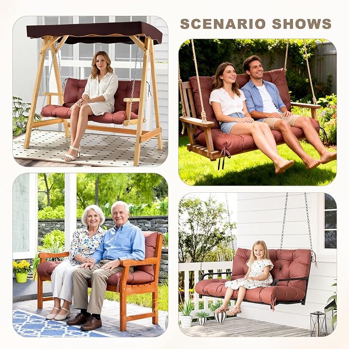 Porch Swing Cushion with Backrest, Waterproof Bench Cushion - Image 7