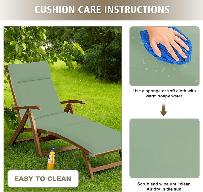 Chaise Lounge Cushion 80x26x3 Inch ?Set of 2 Outdoor Lounge Chair Cushions - Image 8
