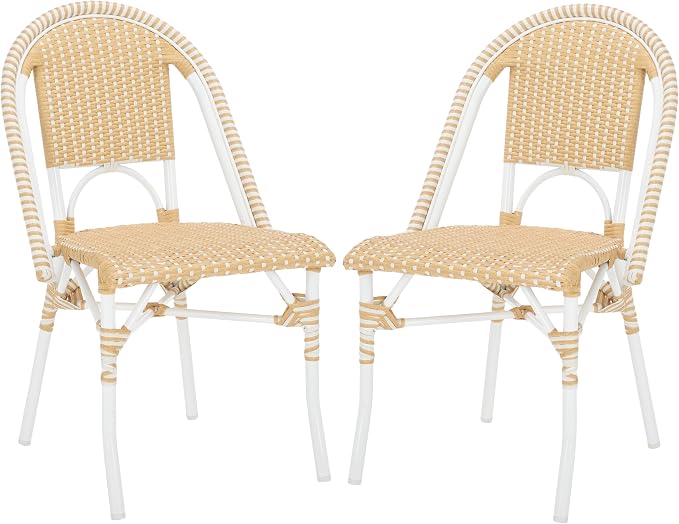 SAFAVIEH Outdoor Collection Torino Natural Wash & White Parisian Bistro Chair by SAFAVIEH