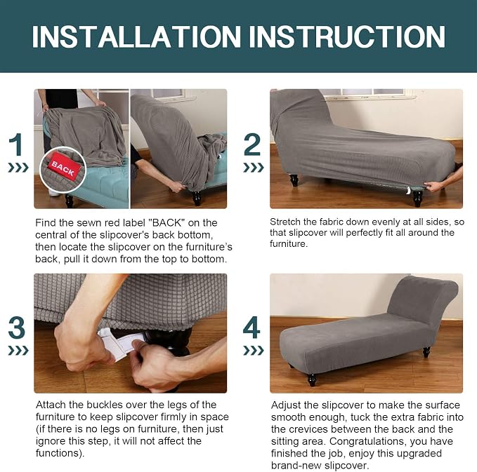 FantasDecor Chaise Lounge Cover Stretch Armless Chair Slipcover - Image 7