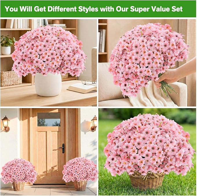 22 Pack Artificial Flowers Outdoor Fake Plants, Faux Flowers UV Resistant - Image 3