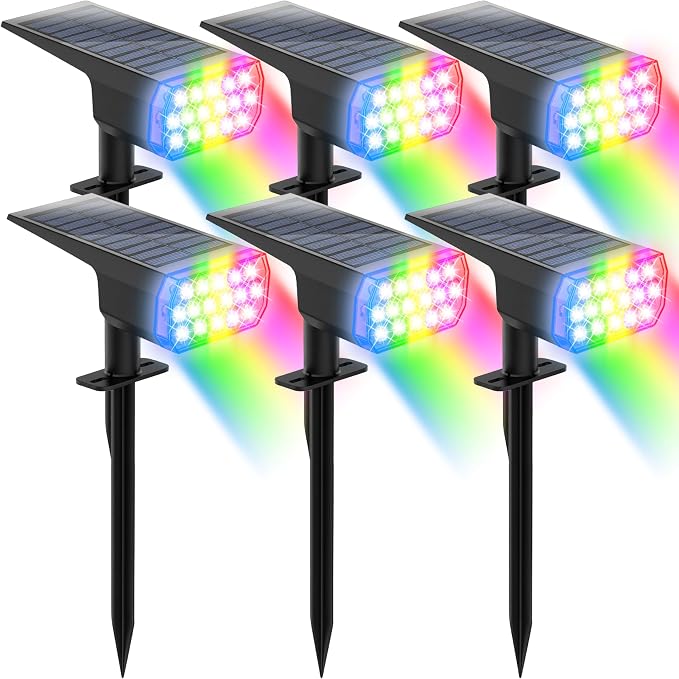 Solar Lights Outdoor Waterproof, LED Solar Spot Lights Outdoor, 7 Color by Chasikeo