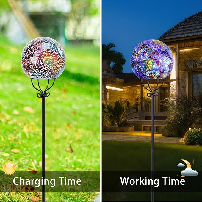 VCUTEKA Solar Outdoor Lights Garden Decor Mosaic Solar Garden Lights Waterproof - Image 2