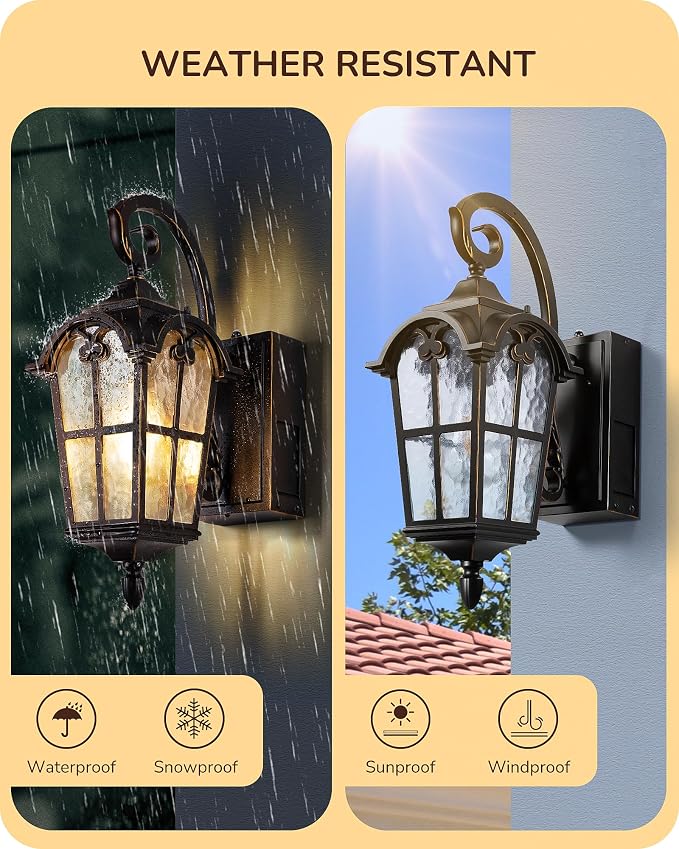 EDISHINE 2 Pack Dusk to Dawn Outdoor Wall Lights, Porch Lights - Image 5