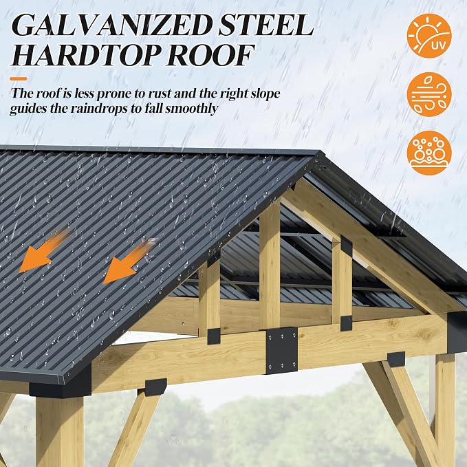 COVERONICS 13’x15’ Outdoor Hardtop Wood Gazebo - Image 5